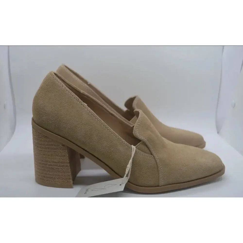 Joie Women’s Wevenly Suede Shoes Block Heel Tan Leather Size 7.5 NWOB